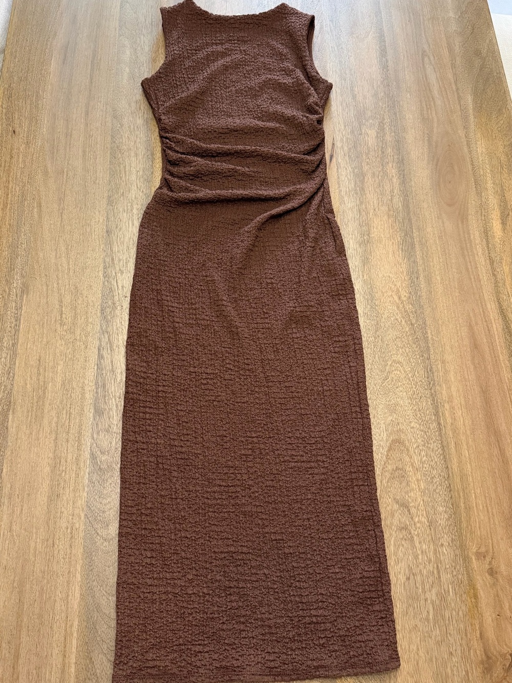 See You Monday Brown Textured Sleeveless Maxi Dress